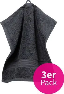 Produktbild von grace grand spa Seiflappen 3er-Pack mit breiter Webbordüre Dunkelgrau One Size