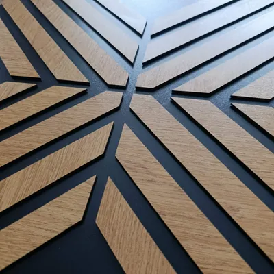 Produktbild von 3D Wandpaneel 50x50 cm Schwarz Eiche HDF Wandverkleidung modern Wanddeko Wohnzimmer Schlafzimmer Flur 1 Stück
