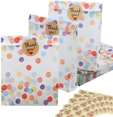 Immagine prodotto di Sacchetti per compleanno - Sacchetti regalo di carta con adesivi - Design multicolore
