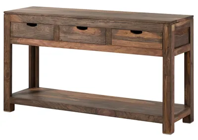 Image de MASSIVMOEBEL24 | Console 140x40 Palissandre huilé Gris taupe NATURE GREY #90