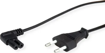 Produktbild von VALUE Netzkabel Euro-Flachstecker auf C7 gewinkelt, 2polig, schwarz, 1,8 m