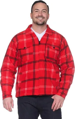 Produktbild von Herren Holzfäller Hemd Thermohemd gefüttert Sweatshirt Kariert Jacke, Rot/Weiß/2XL