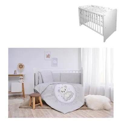 Immagine prodotto di Lorelli baby set lenzuola Smile 6 pezzi piumone 140x95 cuscino 43x35 letto 120x60 stelle grigio