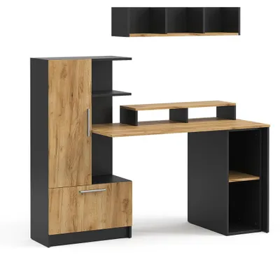 Immagine prodotto di Scrivania con ripiani Vicco Tomy Antracite/Rovere dorato 150 x 59 cm Set di 4, Model 59188