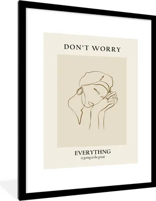 Produktbild von MuchoWow® Gerahmtes Poster Frau - Linienkunst - Zitate - Text 60x80 cm - Poster mit Schwarzem Bilderrahmen Wandposter Rahmen Foto Bilder - Wohnzimmer - Dekorationen - Prämie