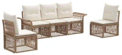 Immagine prodotto di Set di divani da giardino 5 pezzi Beige poly rattan