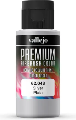 Premium Color Pearl & Metallics Vallejo 62048 Silver 60ml Airbrush Acrylfarbe