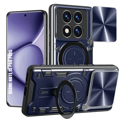 Image de Coque pour Xiaomi Redmi Note 15 Pro Plus 5G, avec Anneau et Protection Caméra - Bleu Marine