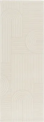 Produktbild von Kurzflor Teppich, Läufer, Wohnzimmer, Boho Geometrisch -Weiß - 80cm x 220cm - Moderner Superweicher Teppich