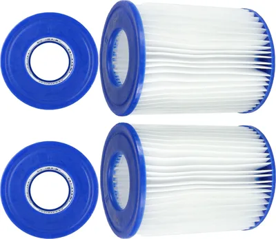 Two pool filter cartridges are shown against a white background.