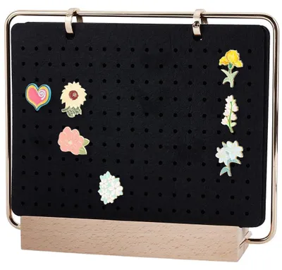 Pin-Display-Organizer, 6 Seiten, 187 Löcher, schwarz, Metall/Holz