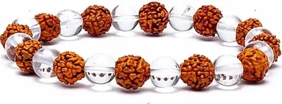 Immagine prodotto di Bracciale Rudraksha/cristallo di rocca elastico --confezione da 2 pezzi - 0,8 cm;8 cm