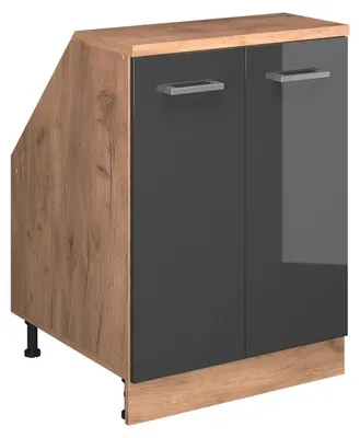 Obrázek produktu pro Kuchyňská skříňka pod šikmou střechu Vicco R-Line Antracitový vysoký lesk 60 cm se 2 dveřmi, korpus skříně hloubka 60 cm, Model 60075