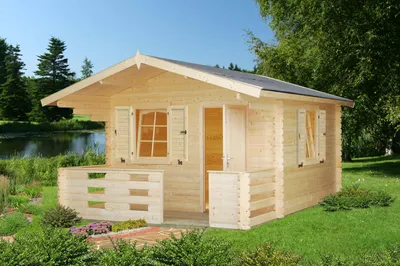 Produktbild von Palmako Gartenhaus Sylvi 10,4 + 4,2 m² Gartenhaus aus Holz, Holzhaus mit 34 mm Wandstärke inklusive Terrasse, Blockbohlenhaus mit Montagematerial
