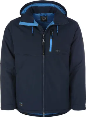 Produktbild von Dry Fashion Herren Softshelljacke Gotland mit Fleece-Innenfutter - Jacke Softshell mit abnehmbarer Kapuze in Navy Größe XXL