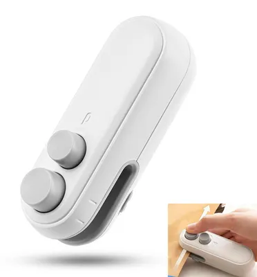 Produktbild von Mini Folienschweißgerät 2-in-1 USB – Tütenverschweißer mit Cutter, Magnetfuß | Weiß, für Lebensmittel
