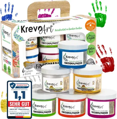 Image de Peinture pour ongles - 6 couleurs vives et couvrantes, dont or et argent - Inoffensive et lavable - Peut être appliquée avec un pinceau