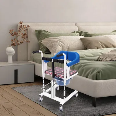 Obrázok produktu pre Hydraulický zdvihák pre pacientov, určený na použitie s invalidným vozíkom, s výškou zdvihu 42-61 cm (16,5-24 palcov), nosnosťou 90 kg (198,4 libry), rozmerom sedadla 40 x 48 cm (15,75 x 18,9 palcov) a hmotnosťou 28,5 kg (62,8 libry). Celkové rozmer zariadenia: 61 x 51 cm (24 x 20,1 palcov)