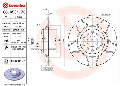 Produktbild von Bremsscheibe BREMBO 08.C501.75