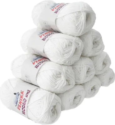 Produktbild von 500g Baumwoll-Strickgarn Rodeo Uni Handstrickgarn Klassikgarn freie Farbwahl, Farbe:500 weiß