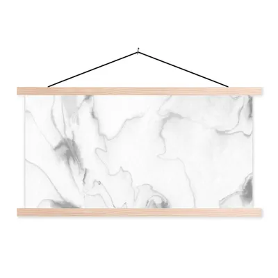 Produktbild von MuchoWow® Textilposter Marmor - Grau - Weiß - Abstrakt - Marmoroptik 120x60 cm mit holzfarbenen Rahmen - Klemmleiste