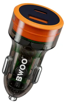 Zdjęcie produktu dla Bwoo Ładowarka Samochodowa Pd 1X Usb-C 1X Usb 38W Transparentna