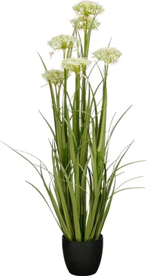 Zdjęcie produktu dla Mica Decorations Angelica – sztuczna trawa – realistyczna sztuczna roślina dekoracyjna do salonu – sztuczne rośliny – sztuczne rośliny doniczkowe – H120 x Ø35 cm – zielona, biała