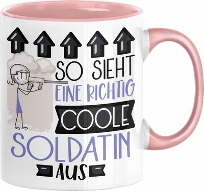 Produktbild von Soldatin Geschenk Tasse Geschenkidee für Soldatin Geburtstag Weihnachten Spruch So Sieht Eine Richtig Coole Soldatin Aus Kaffee-Becher  (Rosa)