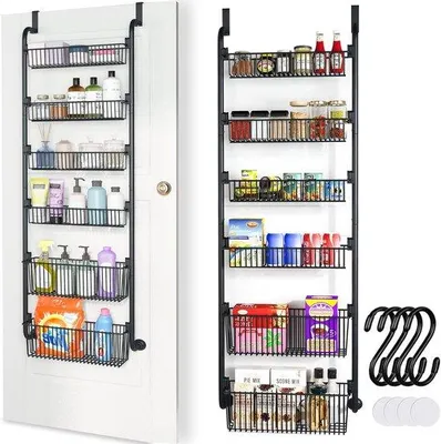 Produktbild von Famanu Pantry Organizer für über die Tür - platzsparend - langlebiges Material - geeignet für Küche, Bad oder Schrank - hält Gegenstände