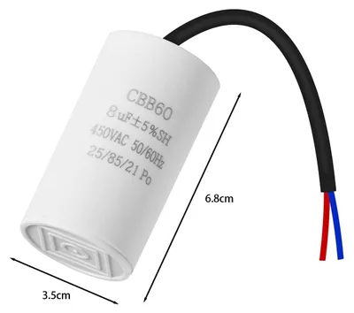 CBB60 Startkondensator 450V 8µF 50/60Hz Motor