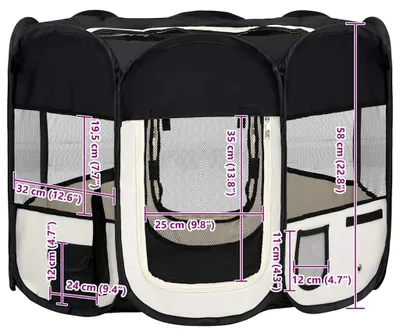 Produktbild von vidaXL Faltbarer Welpenlaufstall mit Tragetasche Schwarz 90x90x58 cm