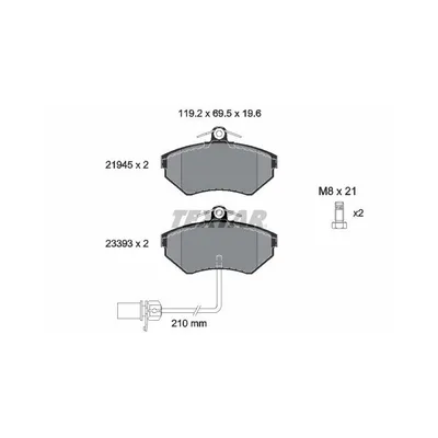 Produktbild von Textar Bremsbeläge vorne für Audi A4 VW Passat 1,6-1,9 mit Sensor Lucas-Bremse