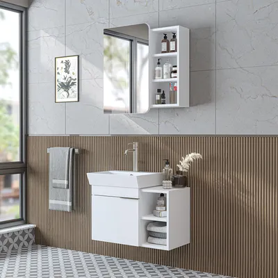 Image de Ensemble de meubles de salle de bains Roomart LYCIA-72, 3 pièces, 72 cm de large, blanc