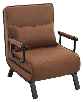 Zdjęcie produktu dla Fotel wypoczynkowy – rozkładana sofa – 3 w 1 – składany – regulowane oparcie – zdejmowana poduszka – fotel jednoosobowy – kolor brązowy