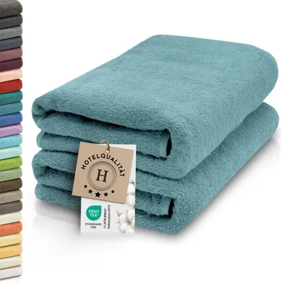 Produktbild von 2er Set Saunahandtuch, Baumwolle, 70x200 cm, petrol (blau), 420g/qm