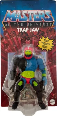 A Masters of the Universe Trap Jaw action figure in its original packaging.