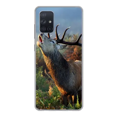 Produktbild von MuchoWow® Handyhülle Schutzhülle Hülle für Samsung Galaxy A51 Hirsche - Wald - Nebel Silikon Softcase Handy Hülle - Schutzabdeckung