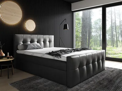 Produktbild von Boxspringbett Schlafzimmerbett OWEN 120x200cm Kunstleder Schwarz