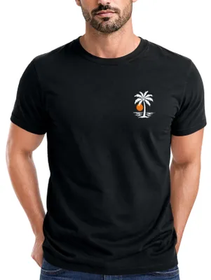 Produktbild von Herren T-Shirt Frontprint - Logo Design Beach - Baumwollshirt Sommer Männer Fashion Streetstyle Slim Fit Neverless®