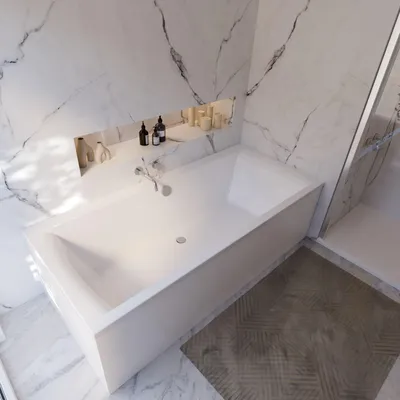 Produktbild von Schulte Körperform-Badewanne Modell Onda, Weiß Sanitäracryl, 200x90 cm, Höhe 58 cm, inkl. Set Hartschaum-Wannenträger + Ab- und Überlauf