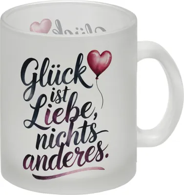 Produktbild von Glück ist Liebe Glas Tasse Herz Luftballon