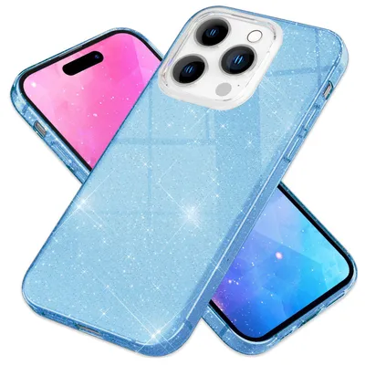 Obrázek produktu pro Pouzdro pro iPhone 14 Pro - Glitter Cover Bling Silicone Mobile Phone Case Glitter Case Blue