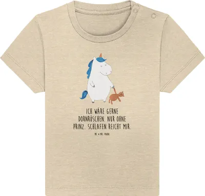 Produktbild von Mr. & Mrs. Panda  T-Shirt Einhorn Teddy 0. - 6. Monat - Natural Raw - Geschenk, Einhörner, Babyshirt, Gute Nacht, Organic Baby Shirt, Bett, Freundin, Unicorn, Kinder