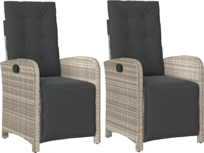 Produktbild von vidaXL Gartensessel mit Fußteil 2Stk. Verstellbar Hellgrau Poly Rattan
