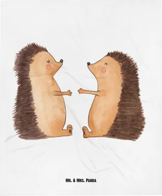 Produktbild von Mr. & Mrs. Panda Fleecedecke Igel Liebe - Weiß - Geschenk, Babydecke, Jahrestag, Erstlingsdecke, Freundin, Plaid, Hochzeit, Schlummerdecke, Schmusedecke