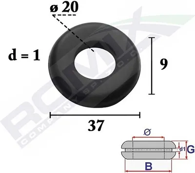 Produktbild von Tülle 5 Stück, 20 mm Innendurchmesser, 37 mm Außendurchmesser, 9 mm Höhe, C70394