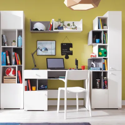 Produktbild von Jugendzimmer Set 4-teilig SEATTLE-133 mit Schreibtisch in Beton und weiß
