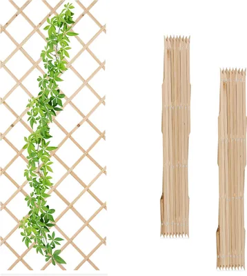 Produktbild von Verstellbare Rankgitter – Set mit 3 Stück – 180x90 cm – Holz – Für die Wandmontage – Pflanzenstütze für Kletterpflanzen, Balkon – Natürliches Design