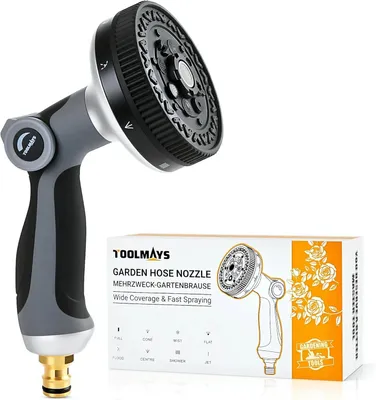 Produktbild von Metall Gartenschlauch Spritzpistole, 90 mm, 8 Bewässerungsmuster, mit Daumentaste, für Pflanzen und Rasen