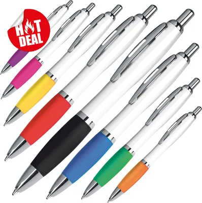 Produktbild von 8 Kugelschreiber aus Kunststoff / 8 verschiedene Farben